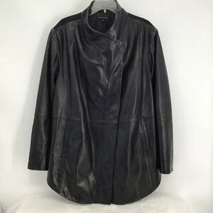 Preston & York Woman Genuine Lamb Leather & Wool Winter Coat Black Size 3XL